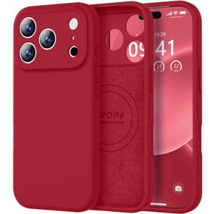 Vooii Magnetic for iPhone 17 Pro Case, Compatible with Magsafe (Premium Liquid Silicone) (Integrated Camera Control Button) Full Body Protective Anti-Scratch Microfiber Lining 6.3", Red