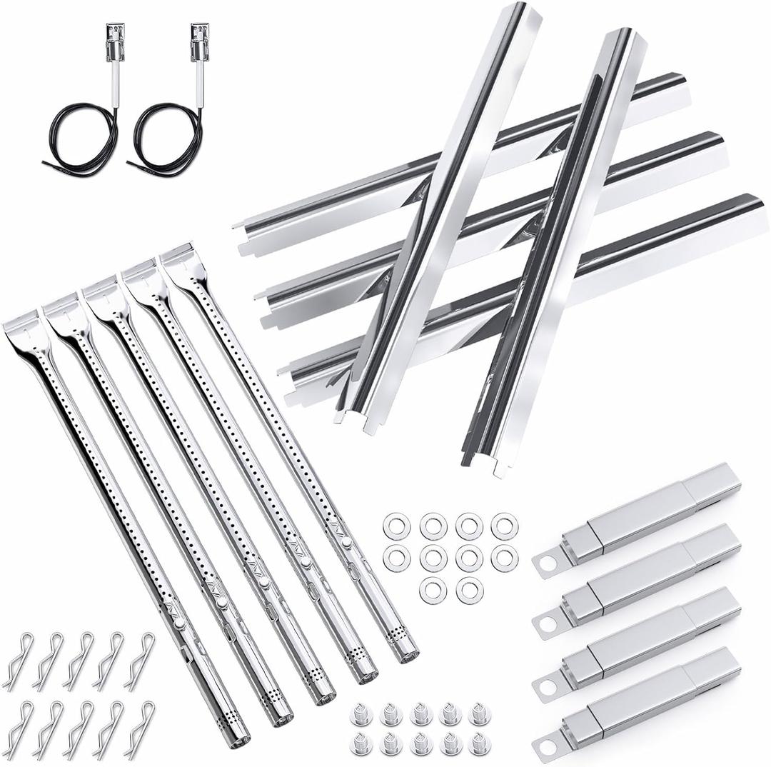 Grill Replacement Parts for Charbroil Performance 5 Burner 463448021 463450022 463451022, 4 Burner 463365021 463352521, Charbroil Grill Parts Include Heat Plate,Burner, Igniter,Crossover Tube