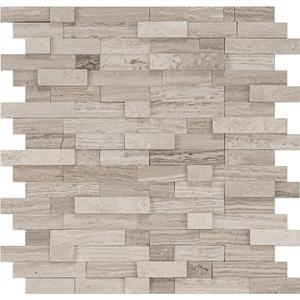 Peel and Stick Stone Tile, 5-Sheet Peel and Stick Stone Mosaic Backsplash 11.5" x 10.7" 3D Marble Look Backsplash Tiles for Kitchen Fireplace (Gray Mixed Tan)