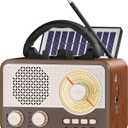 Radio Portable AM FM SW Bluetooth Speaker Vintage Radios with Phone Stand TF Card/AUX/USB Small Retro Radio Battery Powered & Solar for Outdoor Old Vintage Decor Birthday Gifts for Women,Men,Dad, Brown