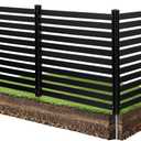 VEVOR 3 Panels Outdoor Privacy Screen, 50 x 48 in Air Conditioner Fence with 27.6 in Ground Stakes, Pool Equipment Enclosure, Vinyl Privacy Fence, Ideal for Trash Can and A/C Units, Black
