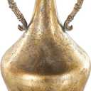 Deco 79 Metal Decorative Vase Weathered Vintage Amphora Centerpiece Vase with Ornate Scroll Handles, Flower Vase for Home Decoration 7" x 7" x 12", Gold