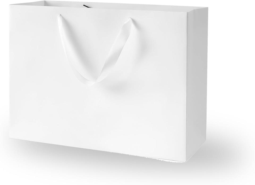 Argivean White Gift Bags With Handles: 6pcs Medium Large Gift Bags Bulk 12.6x4x8.7 Inch For Wedding Party Birthday Business
