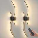 Battery Operated Wall Sconces Set of 2, Dimmable Modern LED Rechargeable Wall Light with Remote Control, Wall Decor for Living Room, Hallway, Quick Install, No Electrician Required, 23.6 inches