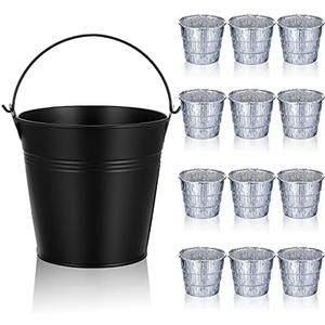 Patelai Drip Grease Bucket Can with 12 Pieces Disposable Foil Pads Grills Bucket Pads Wood Pellet Grills Replacement for Camp Wood Pellet Grill BBQ Accessories (Black)