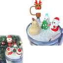 For Stanley Cup,2pcs Christmas Cup Accessories for Stanley Cups 40oz,Christmas Cup Lid Accessories Name Tag,Silicone Straw Cover Cap for Tumblers 40 oz,Snowman Santa Elk Cup Lid with Straw Cover (Pack of 4)