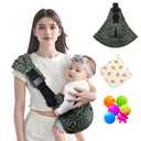 Baby Sling Carrier Adjustable Baby Sling 2025 Upgraded Toddler Sling Comfortable Baby Wrap Carriers Ergonomic-Designed, Travel Friendly Carrying 10-45 Lbs(Green Leopard)