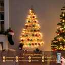 Wall Christmas Tree Set, Wood Tree with Remote 100-LED Light and 36 Pcs Hanging Ornaments for Living Room, Bedroom, Christmas Wall Decor (44 Inch)