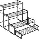 VyGrow Plant Stand, 4 Tier Widened Stackable Tiered Plant Stand, Upgraded Scalable Heavy Duty Tall Plant Shelf for Indoor Outdoor, Garden, Display Shelves, Flower Pot Holder, Black