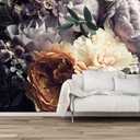 Reyhui Floral Wallpaper Mural for Bedroom Orange Flower Wall Mural Living Room (not self-Adhesive)