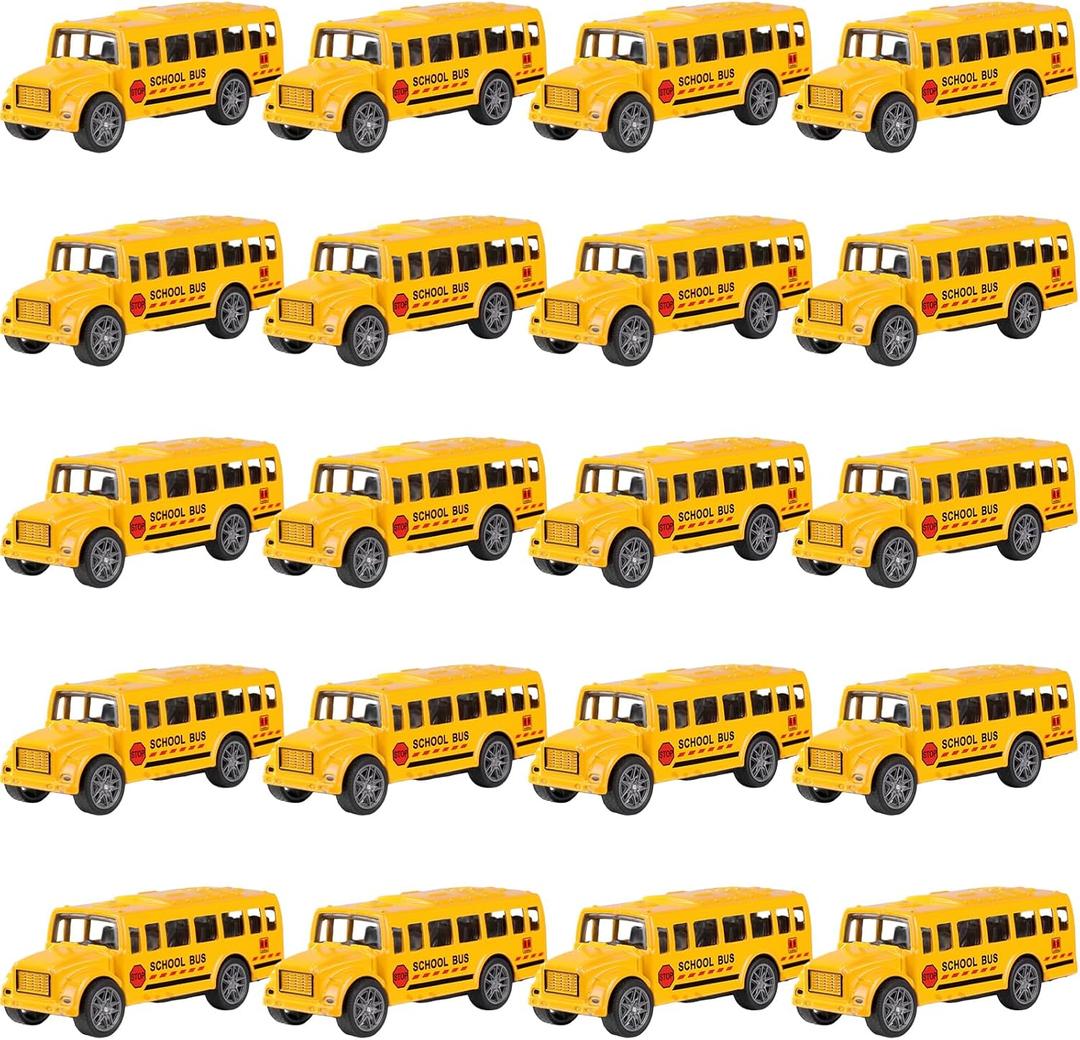 20 Pack 3.4 " Yellow School Bus Toy Playset, Die-cast Metal Pull Back Vehicles Toy for Boys Girls Kids Toddlers