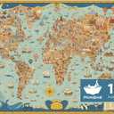 MOMIBOOK Puzzles for Adults 1000 Pieces Jigsaw Puzzles of Journey Through The World, Painting Image World Map Difficult Challenging Impossible Puzzle Unique Funny Party Christmas Birthday Gifts