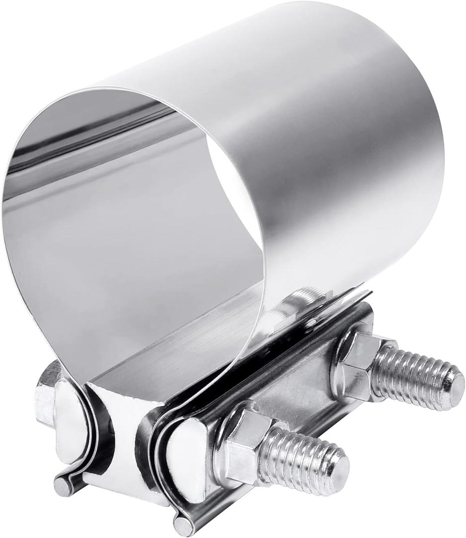 Zlirfy Stainless Steel Exhaust Clamp Band, Universal Widening Butt Joint Clamp, Fit for Exhaust Pipe (2 inch)