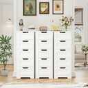 FOTOSOK Bathroom Cabinet, Bathroom Storage Cabinet with 5 Drawers, Wooden Storage Cabinets with Cut-Out Handles, 11.8 x 15.7 x 40.1 Bathrooms Floor Cabinets for Hallway/Living Room, White