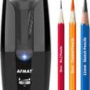 AFMAT Rechargeable Long Point Pencil Sharpener for Artist, Fast Sharpen & Auto Stop, 8-17mm Long Point, Electric Artist Pencil Sharpener for 6-12mm Charcoal/Drawing/Sketching/Colored Pencils PS29 (Black)
