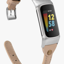 Wearlizer Leather Band Compatible with Fitbit Charge 5/6 Bands - Slim Leather Watch Strap Replacement for Women & Men