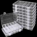 10 Pack 6 Grids Tackle Box Organizer, Clear Fishing Tackle Boxes, Clear Organizer Box with Dividers, Plastic Storage Organizer Container for Crafts, Beads, Earrings, Screws, Nail, Pins