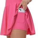 THE GYM PEOPLE Women's Pleated Tennis Skirts Athletic Skorts with Pockets | Soft breathable, High waist wide waistband, Built-in shorts, 2 side pockets, For tennis, golf and pickleball (S)
