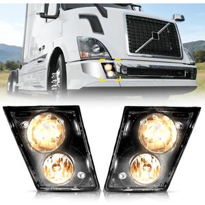 Fog Lights lamps Compatible with 2004-2014 Volvo VNL 670 Truck, LH&RH Passenger&Driver,Front DRL Lamp with Bulbs Fog Lights Assembly Replacement Black,Two Light