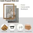 Gold Framed Wall Art Vintage White Swan Canvas Art Farmhouse Animals Picture Wall Decor Antique Prints Rustic Paintings Country Artwork for Bedroom Bathroom Living Room 8x10 Inch