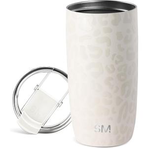 Simple Modern Voyager Tumbler with Flip Lid | Travel Coffee Mug | Insulated Stainless Steel Cold Brew Iced or Hot Coffee Cup | Gifts for Women Men Her Him | 16oz, Cream Leopard
