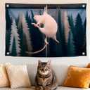 2 x 3x5 Ft Single Sided Polyester Flag with 4 Brass Grommets - Funny Pole Dancing Rat Meme Poster for College Dorm - Silly Banner Tapestry for Garden Decor - Cool Apartment Flag for Indoor or Outdoor