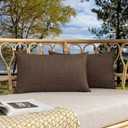 Kevin Textile Outdoor Waterproof Lumbar Pillow Covers 14x24 Inch Pack of 2 Checkered Decorative Rectangle Cushion Throw Pillowcases Shell for Patio Tent Garden Couch Bed Sofa Brown