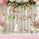 Norme 2 Pcs Wildflower Birthday Party Decorations Banner Metal 3D Flower Happy Birthday Garland Garden Spring Tea Fairy Party Decorations for 16 21st 30th 40th 50th 60th 70th