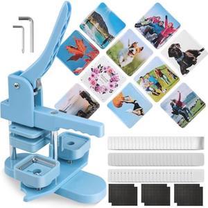 Square Photo Magnet Button Maker Kit - 2'' x 2'' Press Machine With 100 Set Making Supplies, DIY Fridge Badge, for Crafting, Home Use, Business