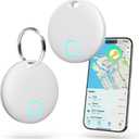 Air Tracker Tags-2 Pack [Apple MFi Certified] (iOS Only), Smart Bluetooth Tracker, Compatible with Apple Find My, Item Locator for Keys, Luggage, Wallet, Suitcase, Bags, IP67 Waterproof (White)