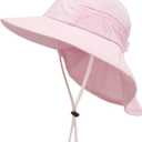BQUBO Toddler Baby Sun Hat Kids with Neck Flap UPF 50+ Wide Brim Bucket Hats Adjustable Baby Mesh Breathable Summer Hats