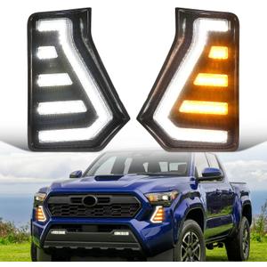 LED Fog Lights Daytime Running Lights fit For 2024 2025 Toyota Tacoma Fog lights Lamps Assembly 2024 Tacoma Accessories(DRL TypeC)
