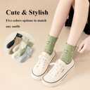 Womens Ruffle Crew Socks Vintage Patterned Ankle Casual Fashion Dress Sock Cute Lettuce Floral Socks 5/6 Pack (9-11, 6pairs(black,green,brown,oatmeal,grey,cream White))