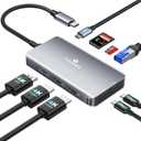 USB C Docking Station Dual Monitor, 9 in 1 Laptop Docking Station Triple Monitor, 4K@60Hz USB C Hub Dual HDMI and DisplayPort, 1000Mbps LAN, 5Gbps USB-C, 100W PD, SD/TF for HP/Dell/Laptop