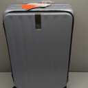 Hanke 24 Inch Checked Luggage Front Opening Rolling Suitcase Hard Sided Luggage with Spinner Wheels for Travel Woman Men.(Grey)