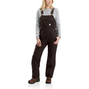 Carhartt Women's Washed Duck Insulated Bib Overall, Dark Brown, Large Short
