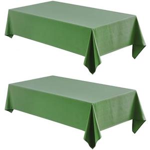 Veblandy 2 Pack Rectangle Tablecloth, 60x120 inch, Water Resistant Wrinkle Free Linen Textured Table Cloth Washable, Decorative Fabric Table Cover for Dining, Party and Camping, Green