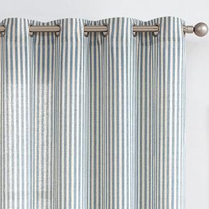 COLLACT Blue Striped Linen Curtains 96 Inch Length for Living Room/Bedroom Farmhouse Pinstripe Pattern Curtains Light Filtering Drapes Grommet Window Treatments, W50 x L96, 2 Panels Blue on Beige (50"W x 96"L (Pack of 2), A | Stripe Blue)