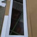FREDBECK Bifold Barn Door 36x84 (Double 18x84) with 1 Lites Mirror,Bi-fold Closet Doors Hardware Kit Included,40" Track for 2 Doors, PVC, White,for Living Room, Bathrooms, Kicthen