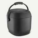 Amazon Basics Rice Cooker Small 3-Cup Uncooked 6-Cup Cooked, Micom With Fuzzy Logic, Ceramic Non-Stick Coating, Auto Keep Warm, Locking Lid, Black