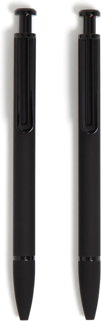 U Brands Midnight Monterey Ballpoint Pens, Set of 2, Soft Touch, Painted Black Details, Bold (1.0 mm) Point, Black Ink