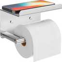 Self-Adhesive Toilet Paper Roll Holder - Wall Mount Or Adhesive Toilet Paper Holder with Shelf,Toilet Roll Holder, Tissue Holder for Bathroom,Wall Toilet Paper Holder, Stainless Steel,Chrome (Silver)
