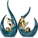 XMGZQ Teal Gold Ceramic Statues for Home Dcor Accents,Abstract Art Mid Century Modern Decor,Elegante Centerpiece Table Decorations,Green Sculpture for Entryway,Bookshelf,Tv Stand,Mantel,Coffee Table