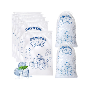 Ice Bags 10 lb with Drawstring, 50 Count Ice Bags for Ice Machine, Heavy-Duty Reusable Ice Cube Bag, Portable Storage and Freezer Keeper