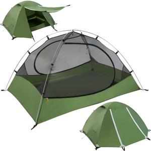 Clostnature Polaris Lightweight Backpacking Tent - 1/1.5/2/3/4/6 Person Ultralight Waterproof Camping Tent, 3 Season Large Size Easy Setup Tent for Family, Outdoor, Hiking and Mountaineering (Green)