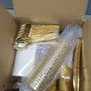 175PCS Disposable Dinnerware Plates and Cutlery Set for 25 Guests-Gold Heavy Duty Disposable Plates,Includes 10.5''Dinner Plates and 7.5''Dessert Plate,9ozCups and Cutlery for Catering Events.