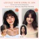 Hairro Human Hair Toppers with Wispy Bangs, 3D 360° Seamless Real Hair Toppers, Hand-Tied with 3.5"x4.7" U-shaped Base, Clip-In Hairpieces to Add Volume on Top, 12 Inch Dark Brown