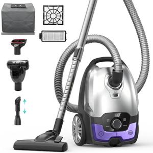Aspiron Canister Vacuum,1700W/45KPA Bagged Vacuum Cleaner,Easy to Push
