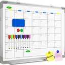 Large Dry Erase Calendar Whiteboard for Wall, Polegas 24" X 18" Magnetic White Board Calendar, Double Sided Whiteboard Calendars Dry Erase, Wall Hanging Monthly Board for Home School Office
