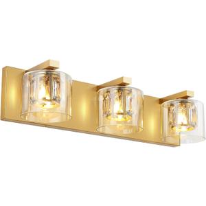Modern 3-Light Bathroom Mirror Light, Adjustable Up/Down, Gold- Bathroom Wall Lamp, Mirror Lighting Fixture (G9 Socket)